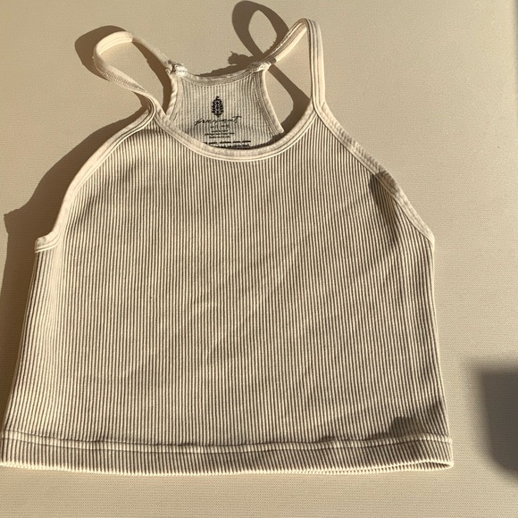 FP Movement by Free People Cream Ribbed Tank Top - Picture 1 of 3